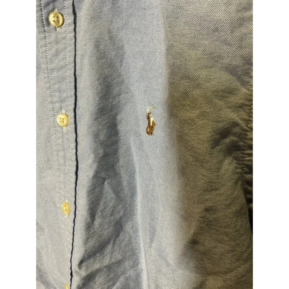 Ralph Lauren Classic Fit Long Sleeve Button Down Shirt Blue Size L 14/16
